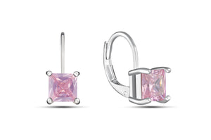 Lab Created Pink Sapphire LeverBack Earrings