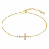 Gold-Tone Pave Cross Chain Bracelet
