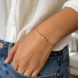 Gold-Tone Pave Cross Chain Bracelet
