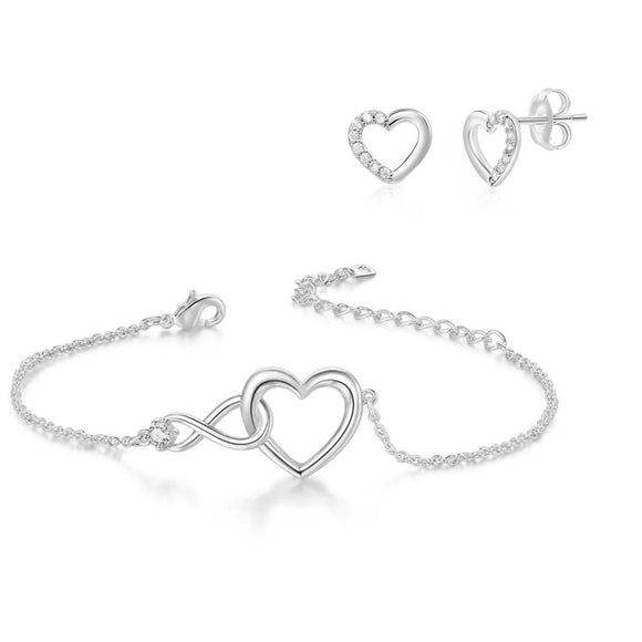 Heart Bracelet And Earrings Set