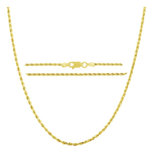 Donatello Gian, Chain Necklace, 14K Yellow Gold Diamond Cut Rope Chain Necklace, Unisex Chain, Italian Made 14K Gold, 1.5MM 16-24 Inch