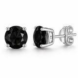 Sterling Silver Round Black Moissanite Studs