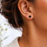 Sterling Silver Round Black Moissanite Studs