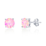 Lab Grown Pink Opal Earrings
