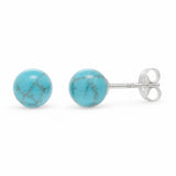 925 Sterling Silver Turquoise Ball Studs Earrings