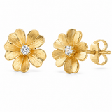 Gold-Tone Floral Crystal Earrings