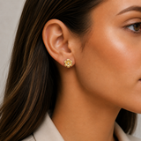 Gold-Tone Floral Crystal Earrings