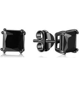 " The Black Out " Sterling Silver 6MM Square Studs