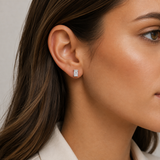 Sterling Silver Emerald-Cut Bar Set Studs