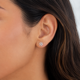 Sterling Silver Marquise Floral Stud Earrings