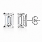 Sterling Silver Emerald Cut Studs