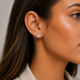 Sterling Silver Emerald Cut Studs