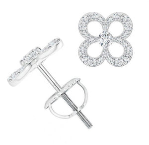 Solid 925 Sterling Silver Pave Earrings