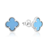 Sterling Silver Clover Earrings - 5 Color Options