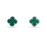 Donatello Gian Solid 925 Sterling Silver Green Clover Studs