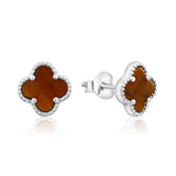 Sterling Silver Clover Earrings - 5 Color Options
