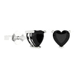 Sterling Silver Black Heart Stud Earrings