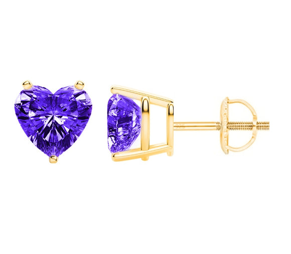 925 Sterling Silver Tanzanite Gemstone Heart Cut Earrings