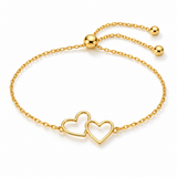 Gold-Tone Double Heart Adjustable Bracelet