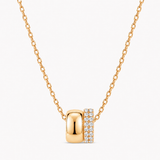 Gold-Tone Pavé Double Ring Pendant Necklace