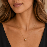 Gold-Tone Pavé Double Ring Pendant Necklace