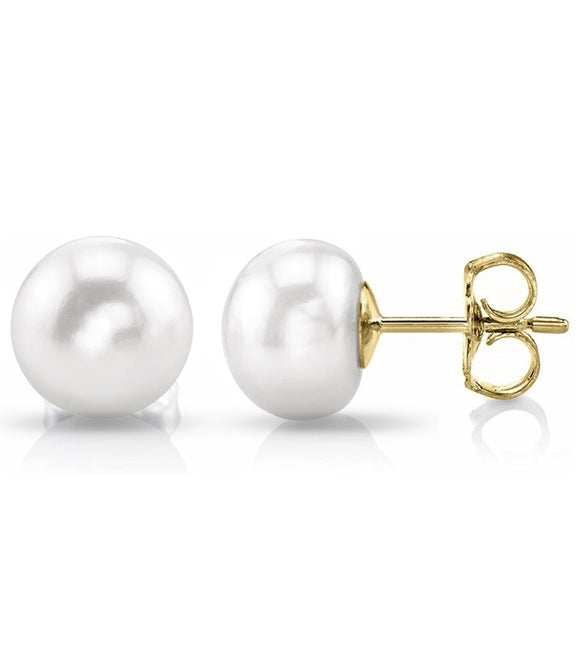 Solid 14K Yellow Gold Freshwater Pearl Studs