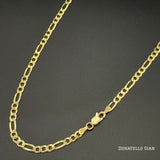 Sterling Silver 925 Figaro Link Chain 3.5MM, 16"-24", Figaro Chain Necklace, 14K Yellow Gold Plated Italian Made Sterling Silver 925 Unisex Chain