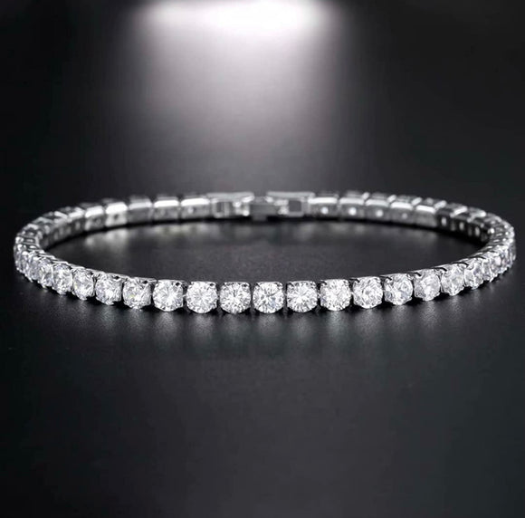 14k White Gold Plated Swarovski Element Crystal Tennis Bracelet