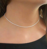 Solid Sterling Silver Rope Chain Choker Necklace - 3 Length Options