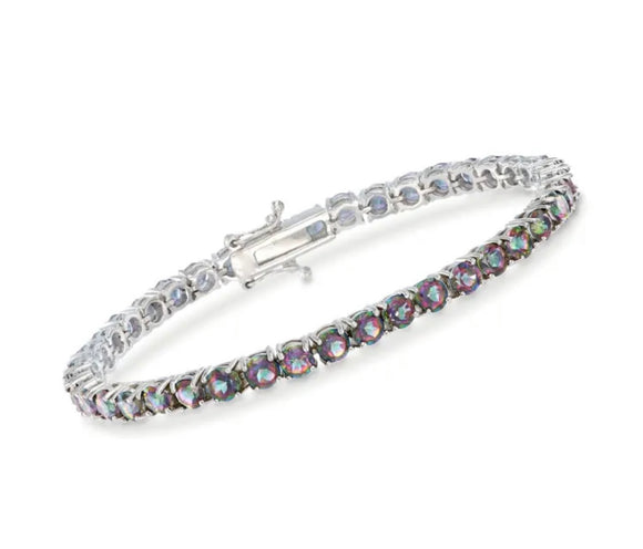 Fire Mystic Topaz Round Cut Tennis Bracelet