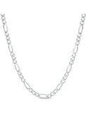 Solid Sterling Silver Thick 4MM Figaro Link Chain Unisex