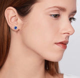 14K White Gold Flashed Birthstone Gemstone CZ Halo Studs Earrings