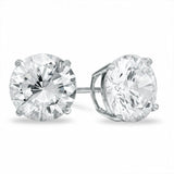 Sterling Silver 10MM Round Cut Solitaire Crystal Studs