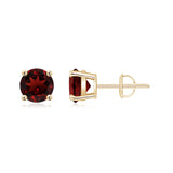 14k Gold Over 925 Sterling Silver Garnet Stud Earrings