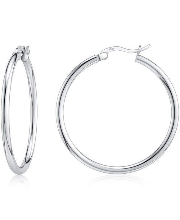 Sterling Silver Large 30MM Classic French Lock Hoops
