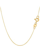 10K Yellow Gold Box Chain Necklace, Italian Made 10K Gold Spring Ring Clasp