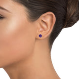 14k Gold Over 925 Sterling Silver Amethyst Stud Earrings