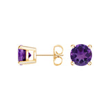 14k Gold Over 925 Sterling Silver Amethyst Stud Earrings