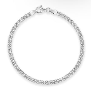 Donatello Gian, Chain Link Bracelet, 925 Sterling Silver Bismark Link Chain Bracelet, Unisex, Italian Made Sterling Silver, 3MM 7 Inch Bracelet