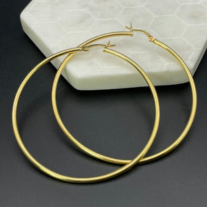 Sterling Silver Gold Large 55MM Hoop Earrings For Women 14K Gold