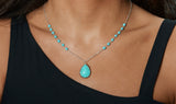 925 Sterling Silver Genuine Turquoise Necklace