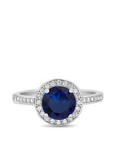 Created Sapphire Halo Ring