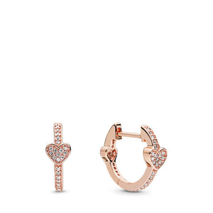 Rose Gold Plated Crystal Heart Huggie Earrings