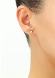 14K Gold 4MM Round Cut Crystal Studs - 2 Finishes