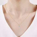 Solid 10K Yellow Gold Round Cut Crystal Pendant