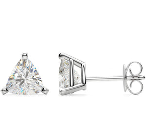 Rounded Triangle Cut White Topaz Crystal Stud Earrings