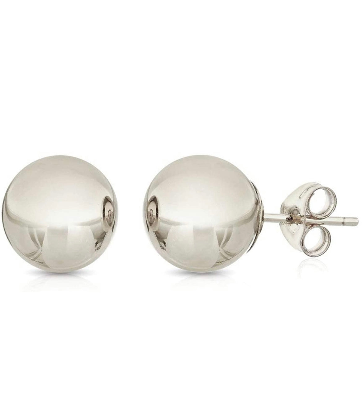 Gold Ball Stud Earrings 10 Mm Frosted Sterling Silver Ball Stud - Foto 4
