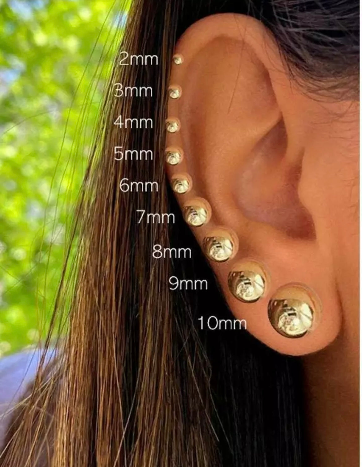 Gold Ball Stud Earrings 10 Mm Frosted Sterling Silver Ball Stud - Foto 5