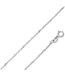Sterling Silver 2MM Diamond Cut Singapore Link Chain Necklace