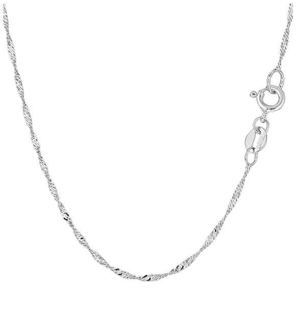 Sterling Silver 2MM Diamond Cut Singapore Link Chain Necklace